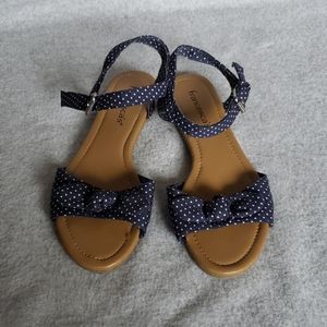 Blue and white polka dot sandals